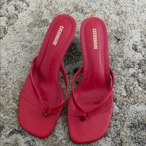 Amazon Cushionaire Women's Red Square-Toe Slide Heels